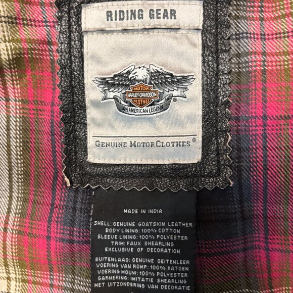 Harley Davidson Distressed Leather Riding Jacket Wms Large - Picture 6 of 7